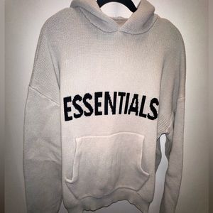 Fear of God Essentials Knit Pullover Oversized Hoodie in beige